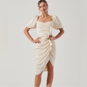 astr the label puff dress cream